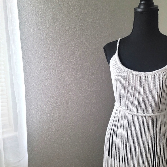 Dress - Boho macrame burning man festival dress beachwear white crochet small-m - Picture 4 of 5
